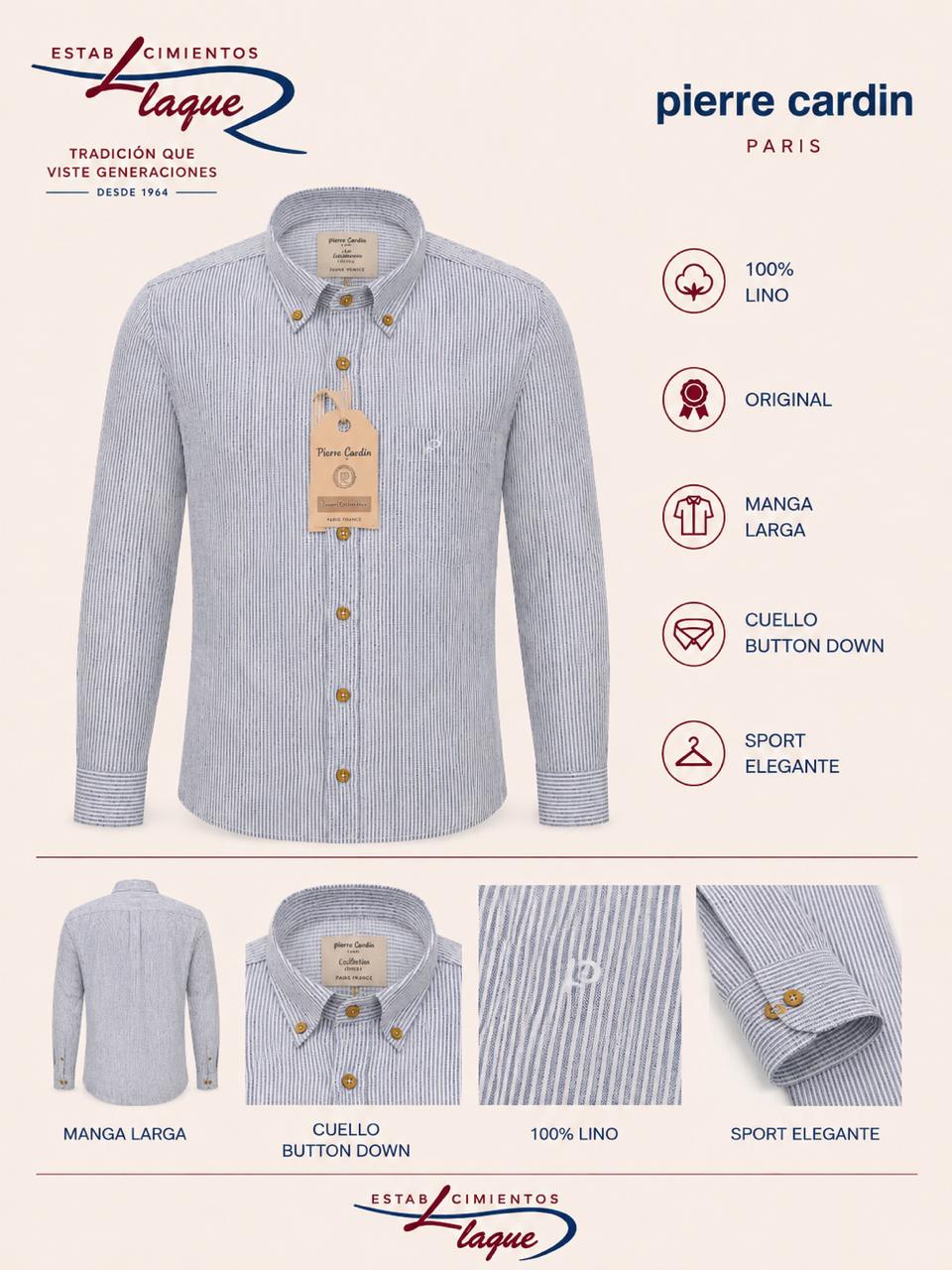 Camisa Pierre Cardin manga larga OI26