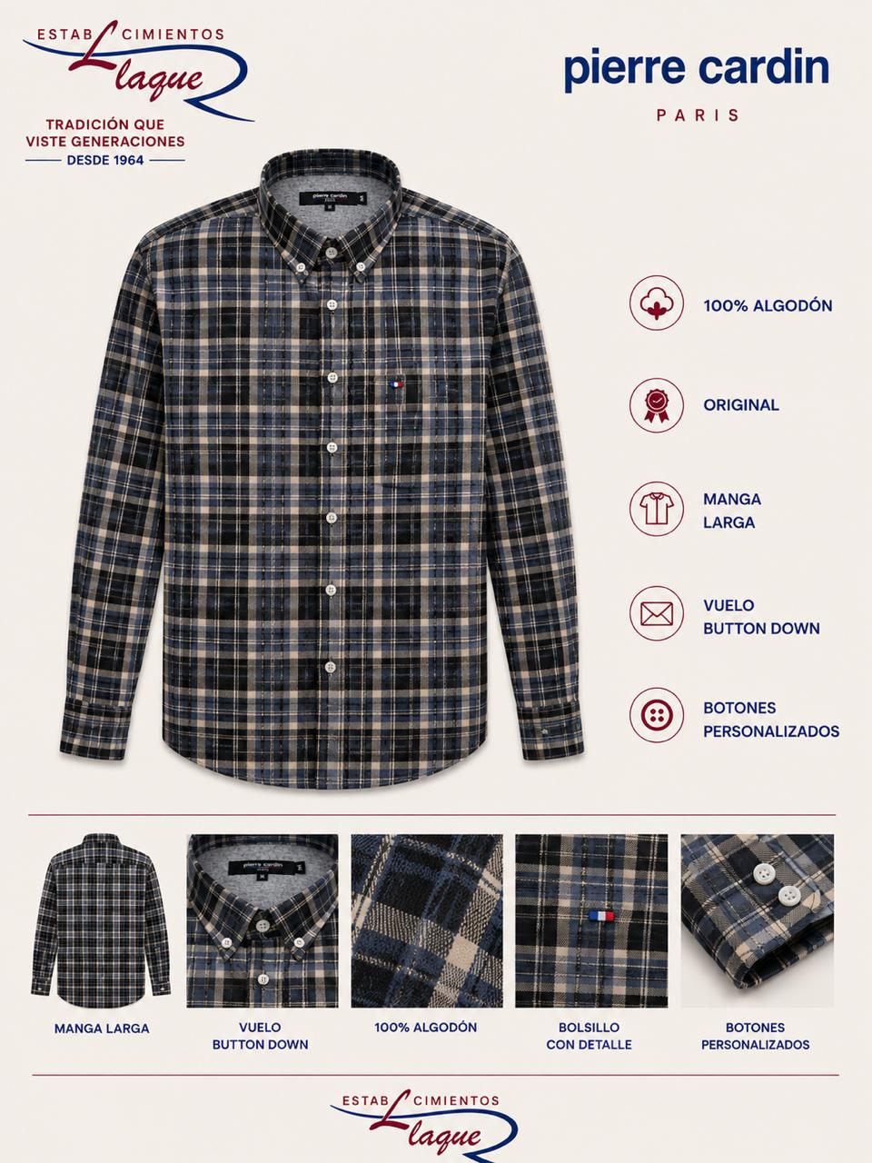 Camisa Pierre Cardin manga larga OI26