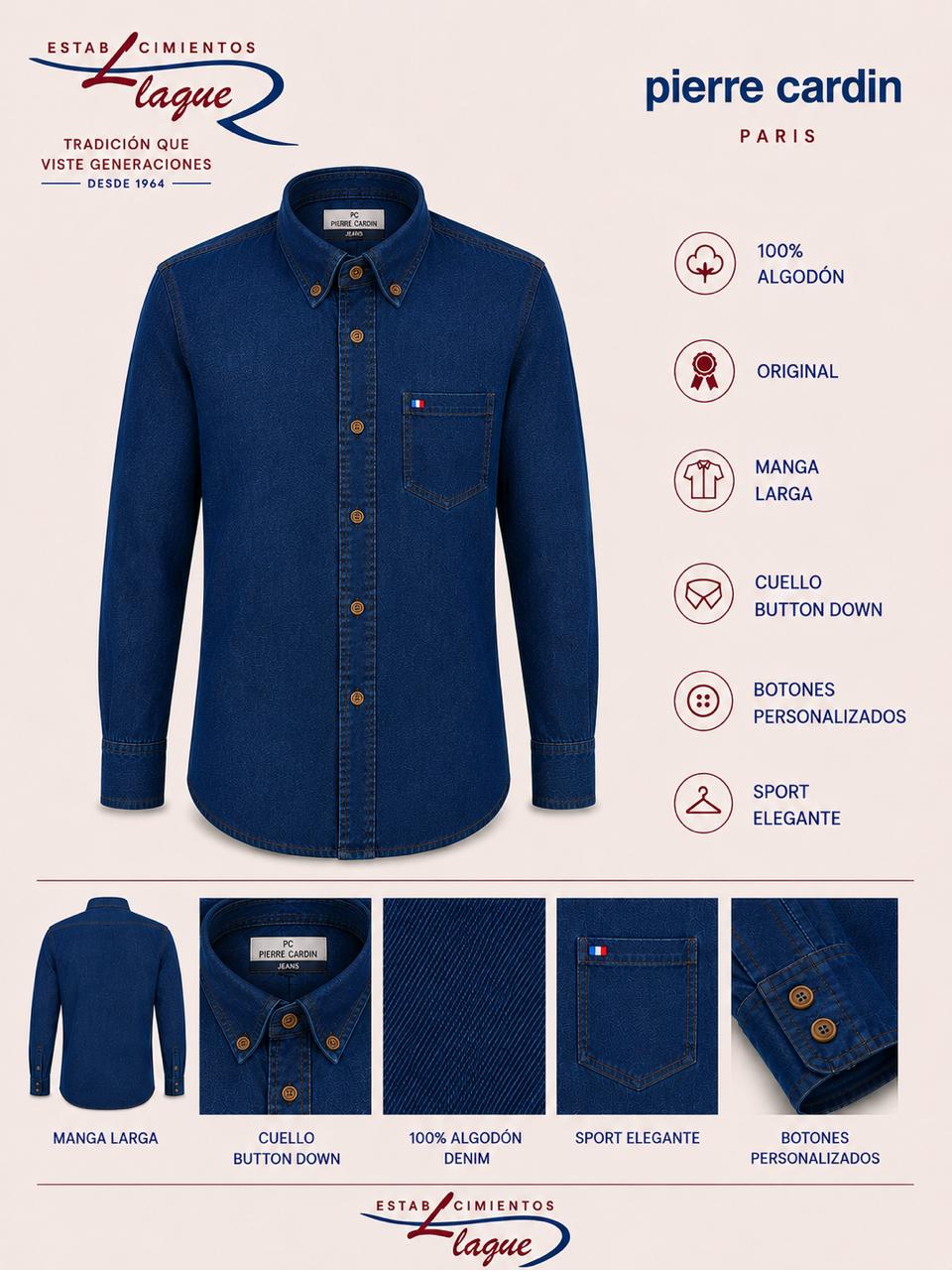Camisa Pierre Cardin manga larga OI26