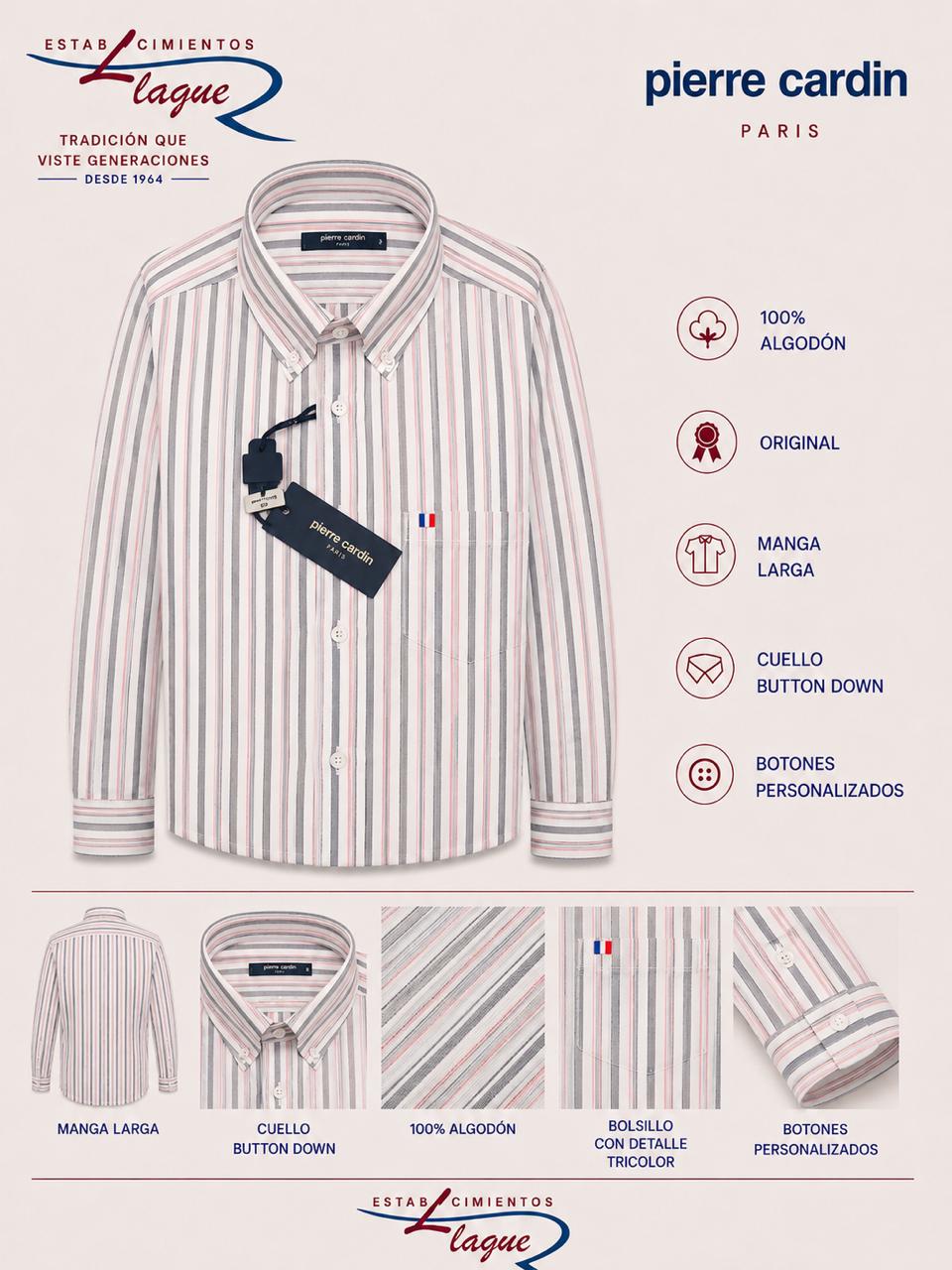 Camisa Pierre Cardin manga larga OI26