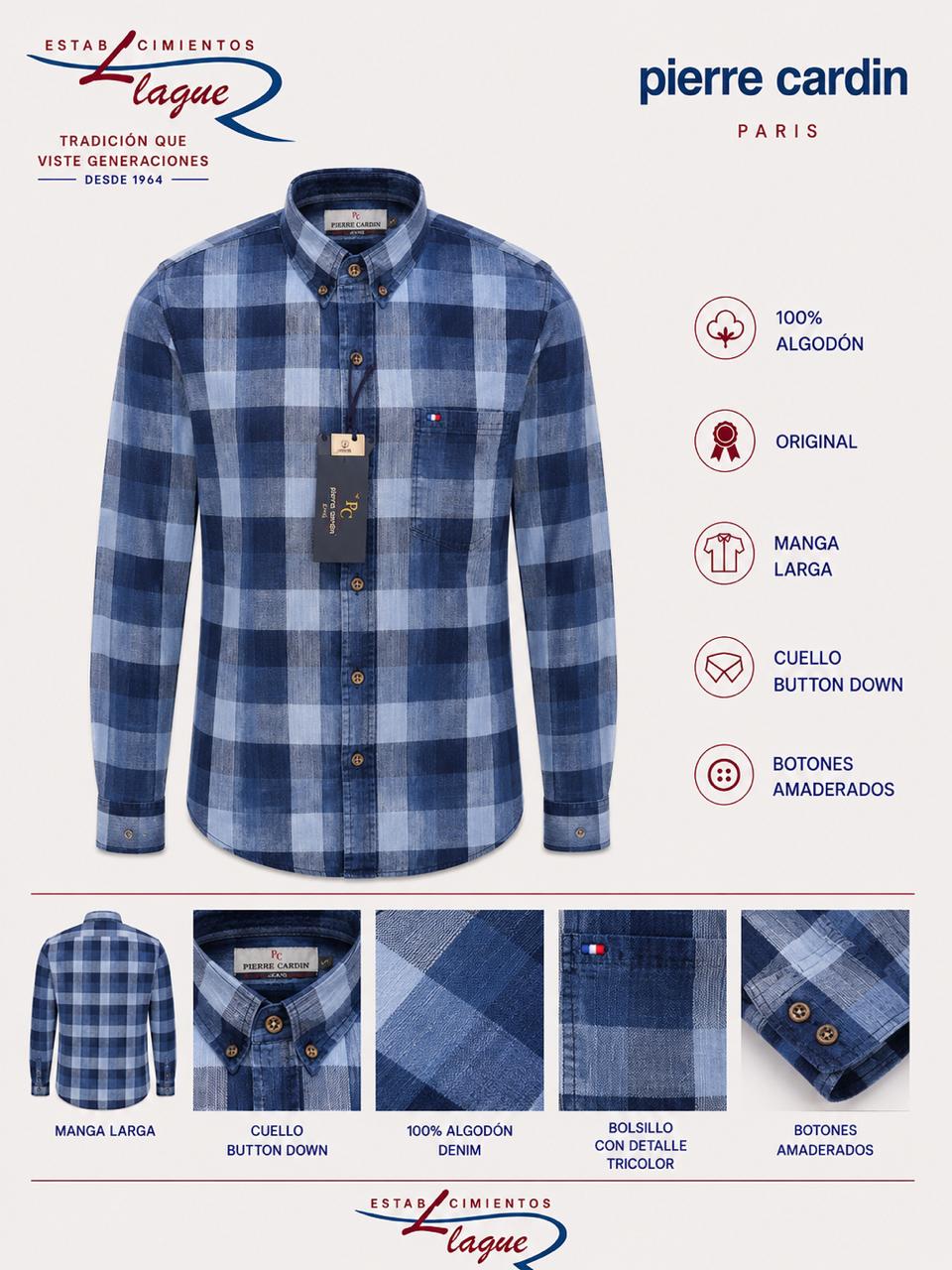 Camisa Pierre Cardin manga larga OI26