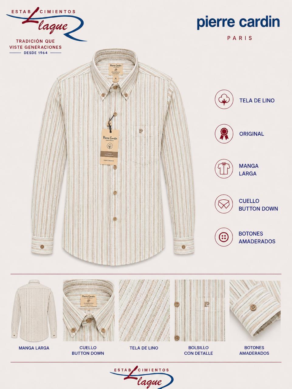 Camisa Pierre Cardin manga larga OI26