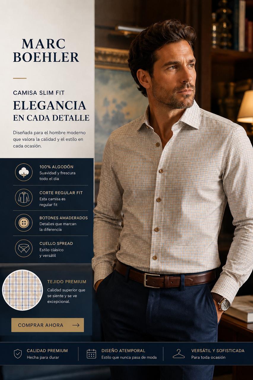 Camisa Marc Boehler manga larga OI26