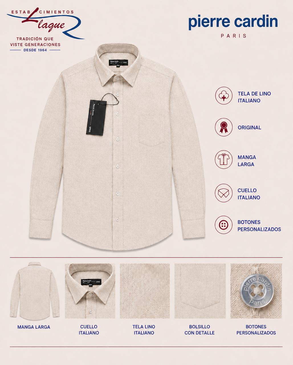 Camisa Pierre Cardin manga larga OI26