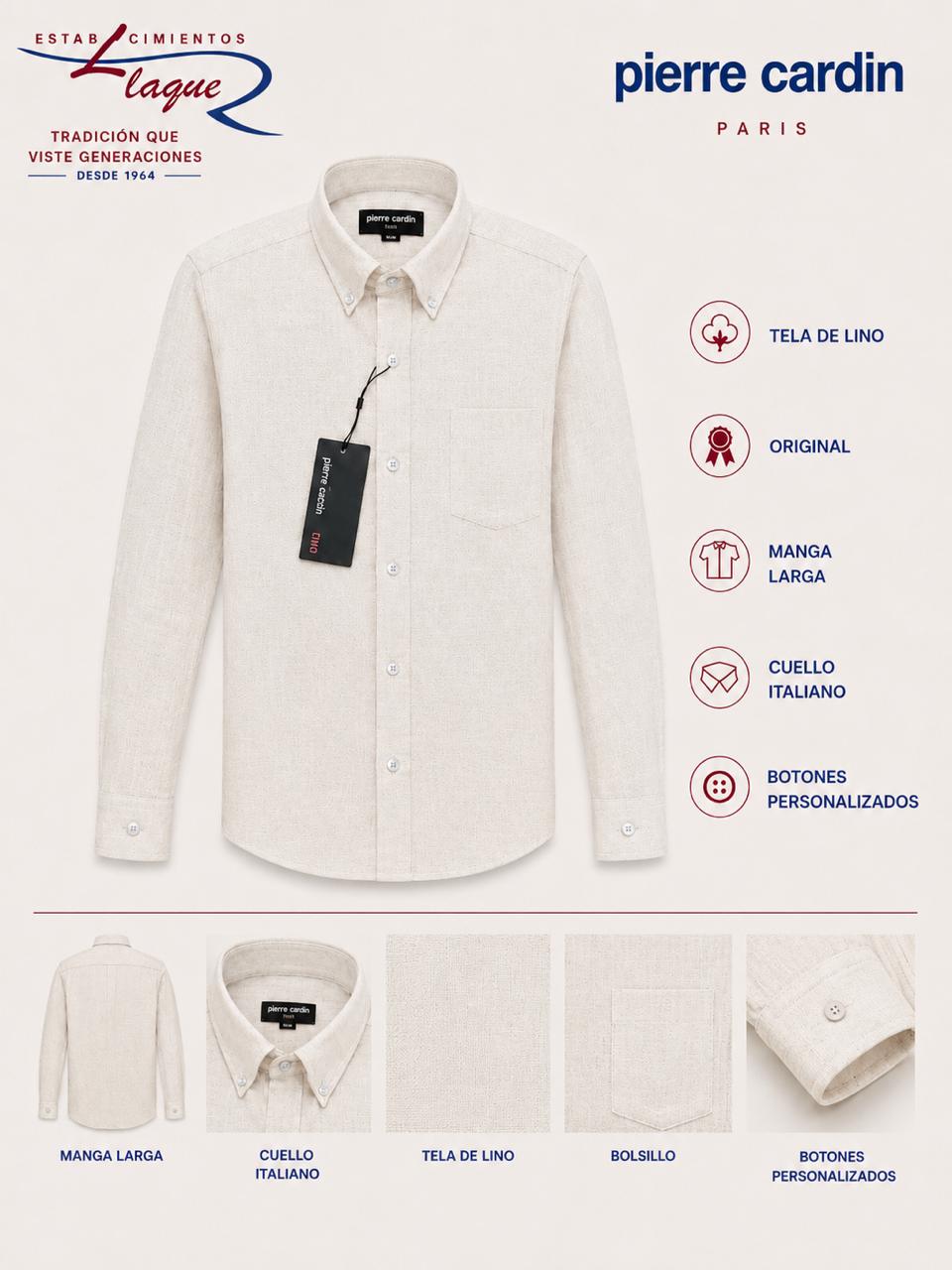 Camisa Pierre Cardin manga larga OI26