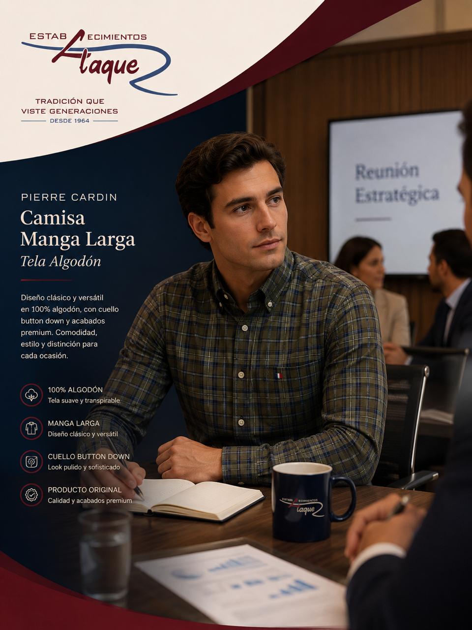 Camisa Pierre Cardin manga larga OI26